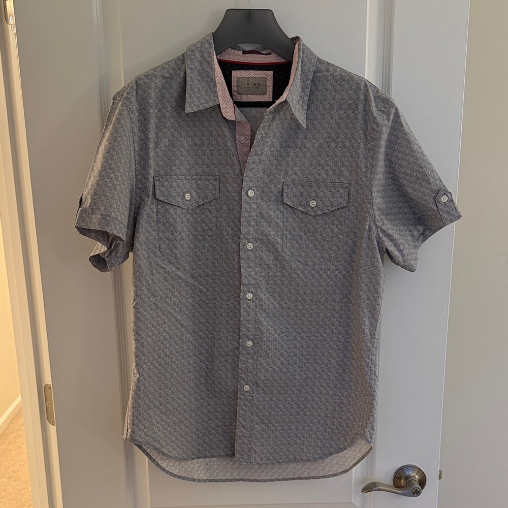Jachs Gray Geometric Men's Button Down Shirt